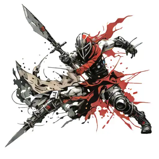 Husarian Warrior Battling Mythical Creatures