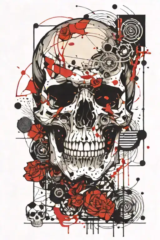 Skull And Lines And Dots