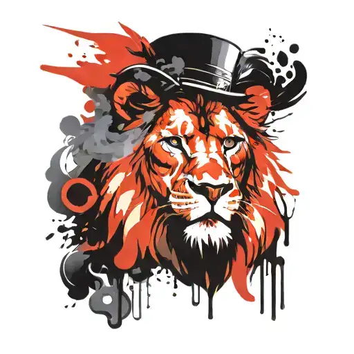 Casino Gambling Lion Face Smoking Symetrical Front Facing