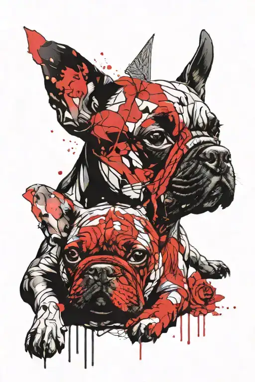 A Gothic Couple With A Frenchie Bulldog Puppy