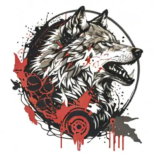 Wolf Howling In Enso Circle