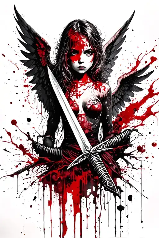 Angel Girl In Blood With A Sword