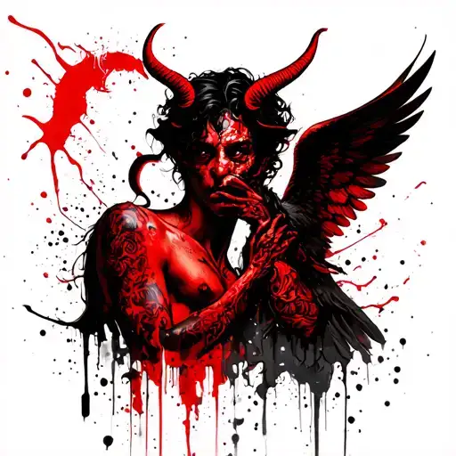 Devil Whispering On Shoulder Small Tatto Pair With Angel For Other Shoulder