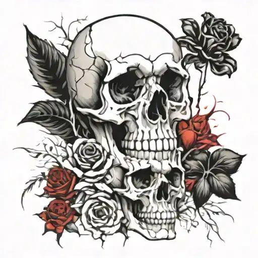Skull And Roses And Lillies Roses Sunflower