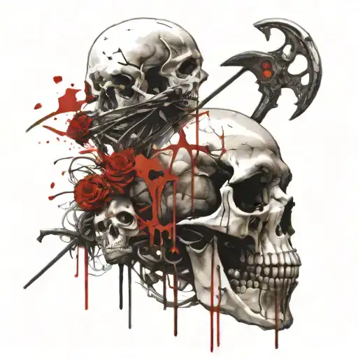 Death With A Scythe And Around The Skull