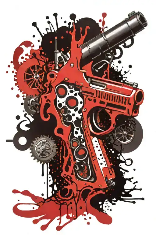 Tattoo Gun And Blood Dripping