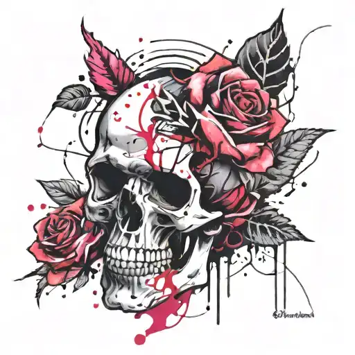 Skull Roses Black And Pink