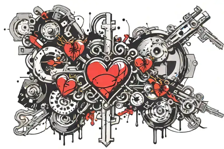 Heart Cross And Bullet Charms On Beautiful Bracelet