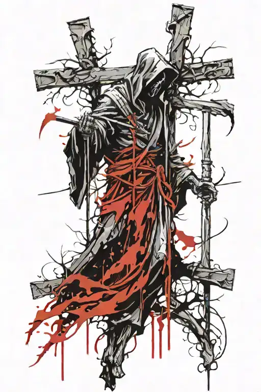 Grim Reaper On The Cross Like Jesus Christ