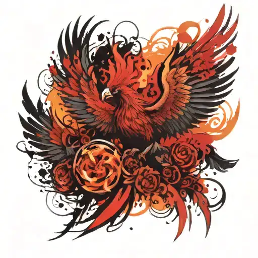 The Phoenix Is Surrounded By Tongues Of Flame