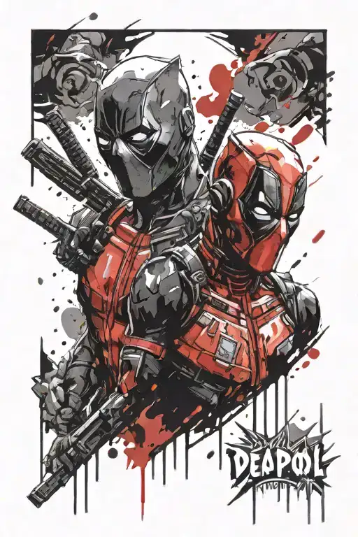 Black And White Tattoo Deadpool And Groot