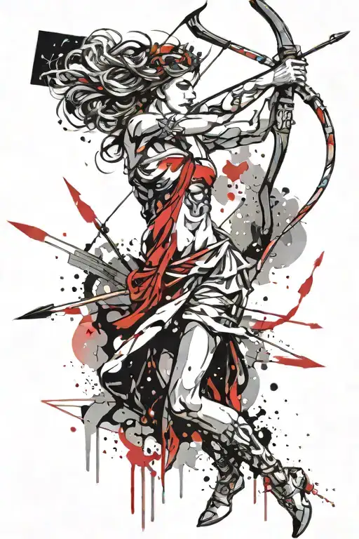 Greek Goddess Artemis Shooting An Arrow