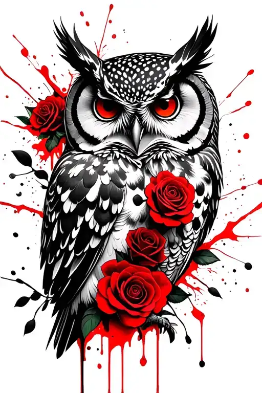 Owl And Roses