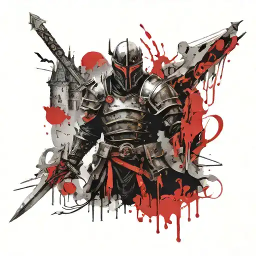 A Death Knight With A Sword On The Background Of A Castle