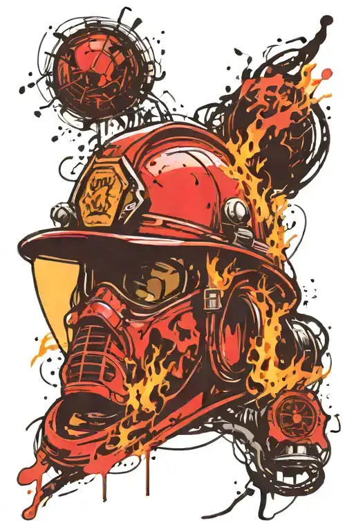 Firefighter Helmet Engulfed In Flames
