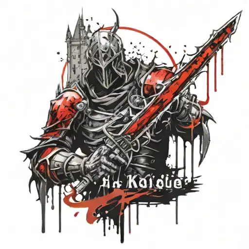 A Death Knight With A Sword On The Background Of A Castle