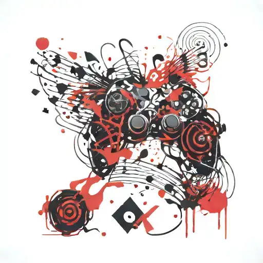 Game Controller Surrounded My Music Notes