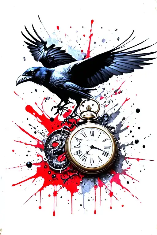 Flying Raven And Collapsing Pocket Watches