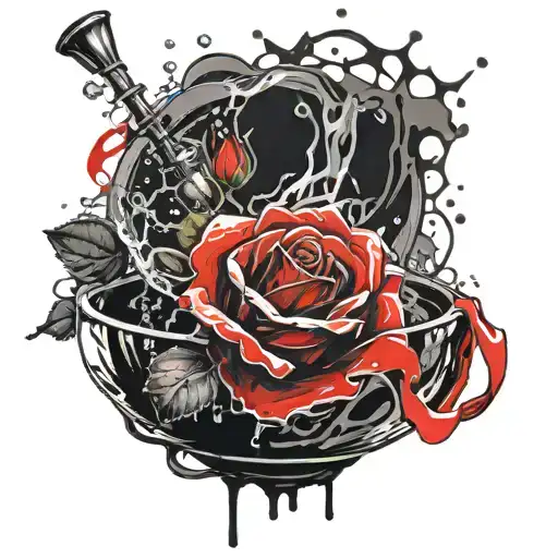 A Rose Wrapping Around A Filled Bowl Of Water Darken Everything Add More