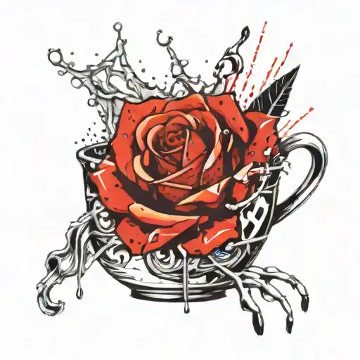 A Rose Wrapping Around A Filled Bowl Of Water Darken Everything Add More Dagger
