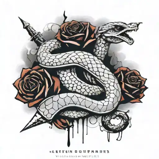 A Rose In Daggers With A Snake And A Knight Riding