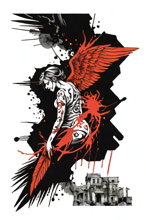 Falling Angel Feathers Falling And A Eye And Hands