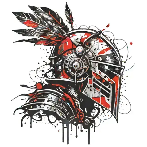 Sparan Warrior In Helmet With Latin Quote