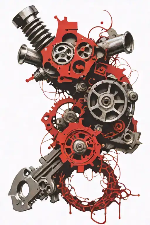 Car Mechanic Pistons And Turbos And Keys Forming Dna