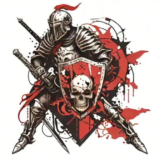 Knight With Sword And Shield With Skull