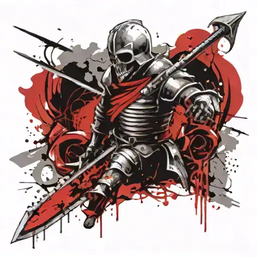 Knight With Sword Shield And Skull