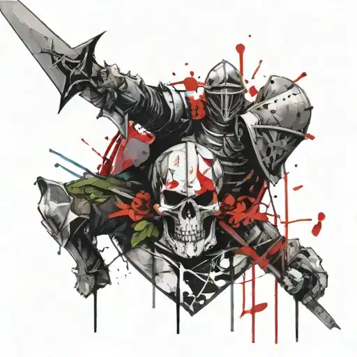 Knight With Sword Shield And Skull