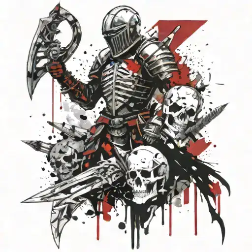 Knight With Sword Shield And Skull