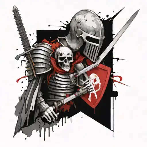 Knight With Sword Shield And Skull