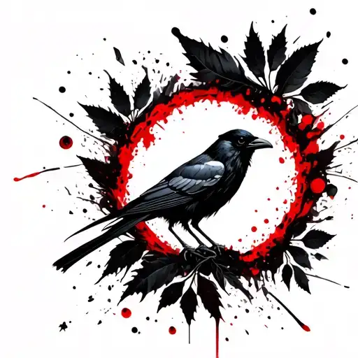 The Crow Surrounded By Black Wkiats And Leaves
