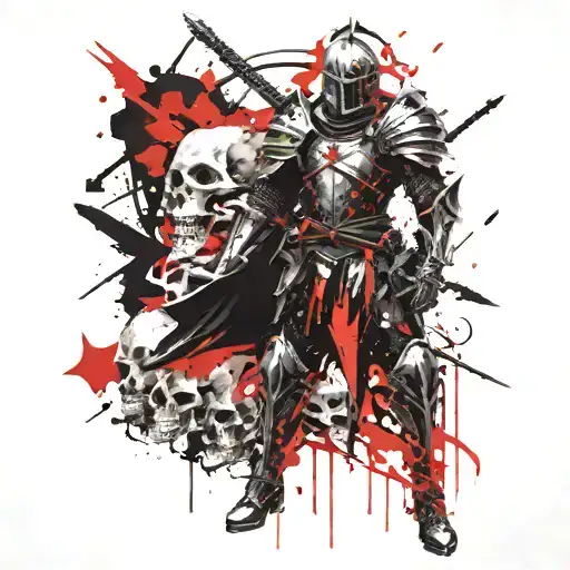 A Knight With A Sword And Skulls
