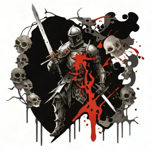 Knight With Skulls And Sword