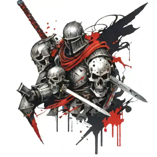 Knight With Skulls And Sword