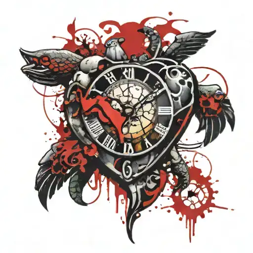 Heart Shaped Clock With Land Turtle