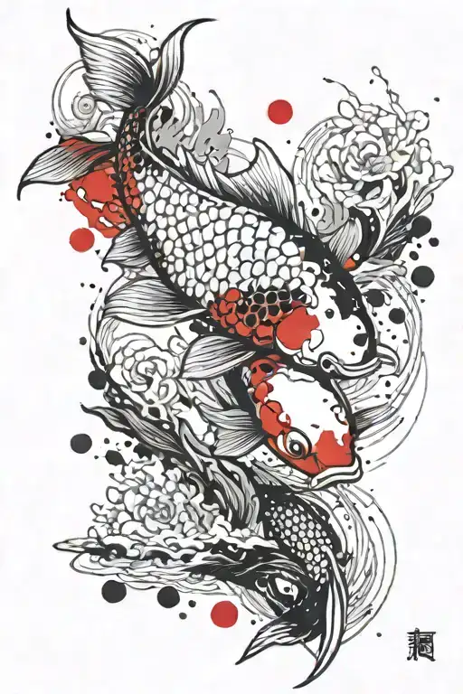 Koi Fish Raven Fuji Mountain Range