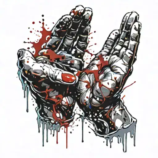 Hands Holding Water Raising Out Of A Puddle Of Blood