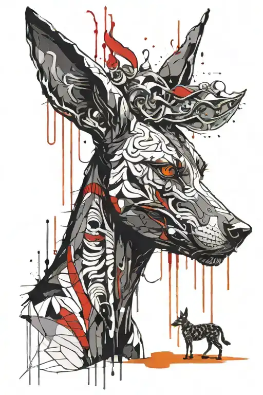 Anubis With Scales On Which Droplets Of Brightly Full Female Lips Flow Down