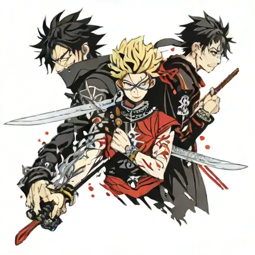 Yami From Black Clover With The Ciggerate Also The Blade And Toji From Jjk With The Blade