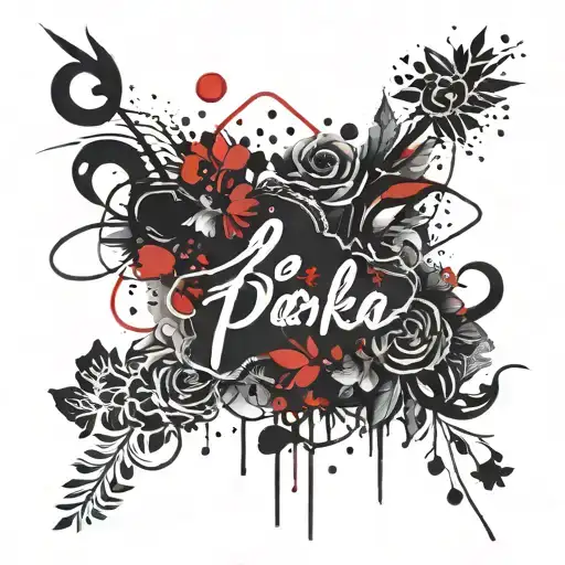 Dark Lettering With Flowers