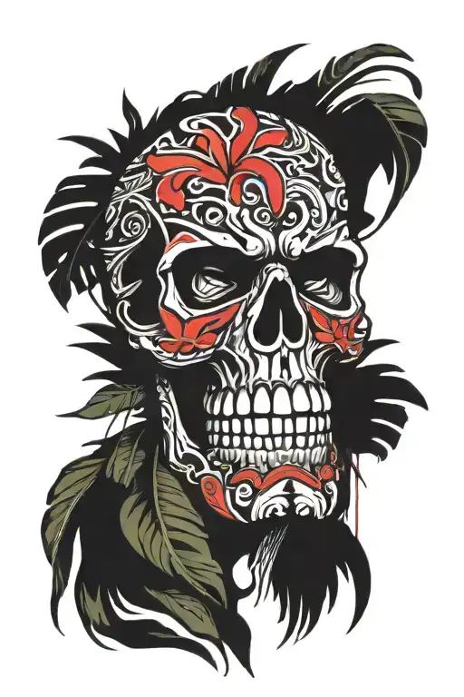 Tropical Tiki Mask Skull