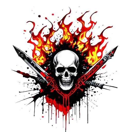 Dagger Skull Flames