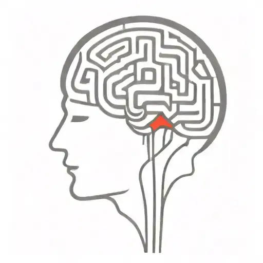 A Simple Minimalist Line Drawing Of A Brain As An Elaborate Maze With Offshoots