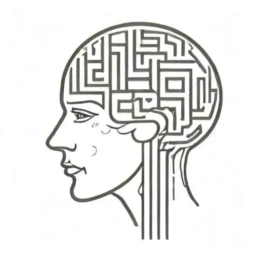 A Simple Minimalist Line Drawing Of A Brain As An Elaborate Maze With Offshoots