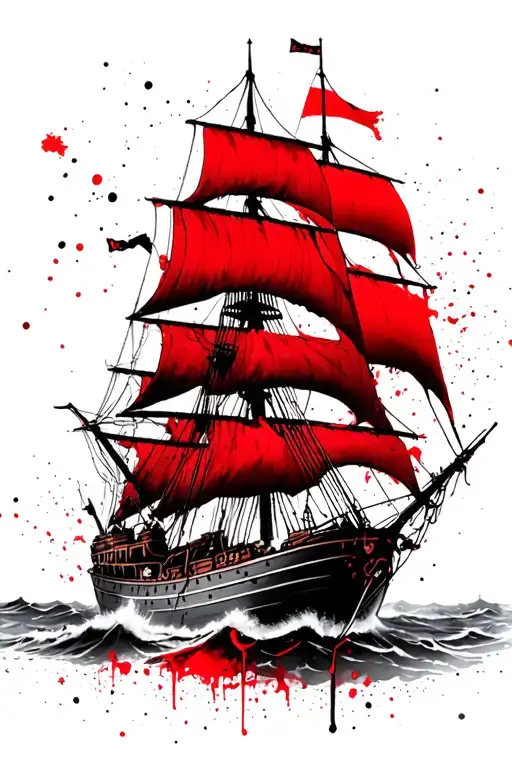 Pirate Ship Sailing Towards