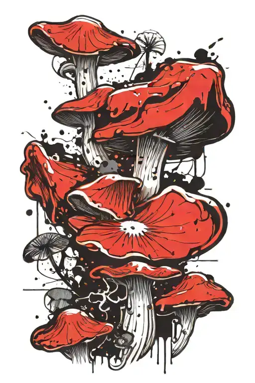 Psychedelic Mushroom Blended With Technology Merging