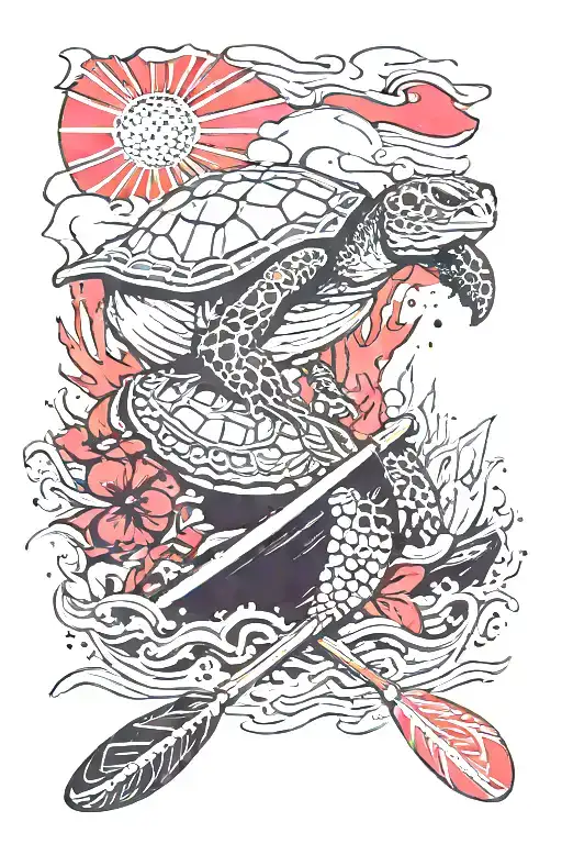 Honu And Canoe With Colorado State Flag In The Background